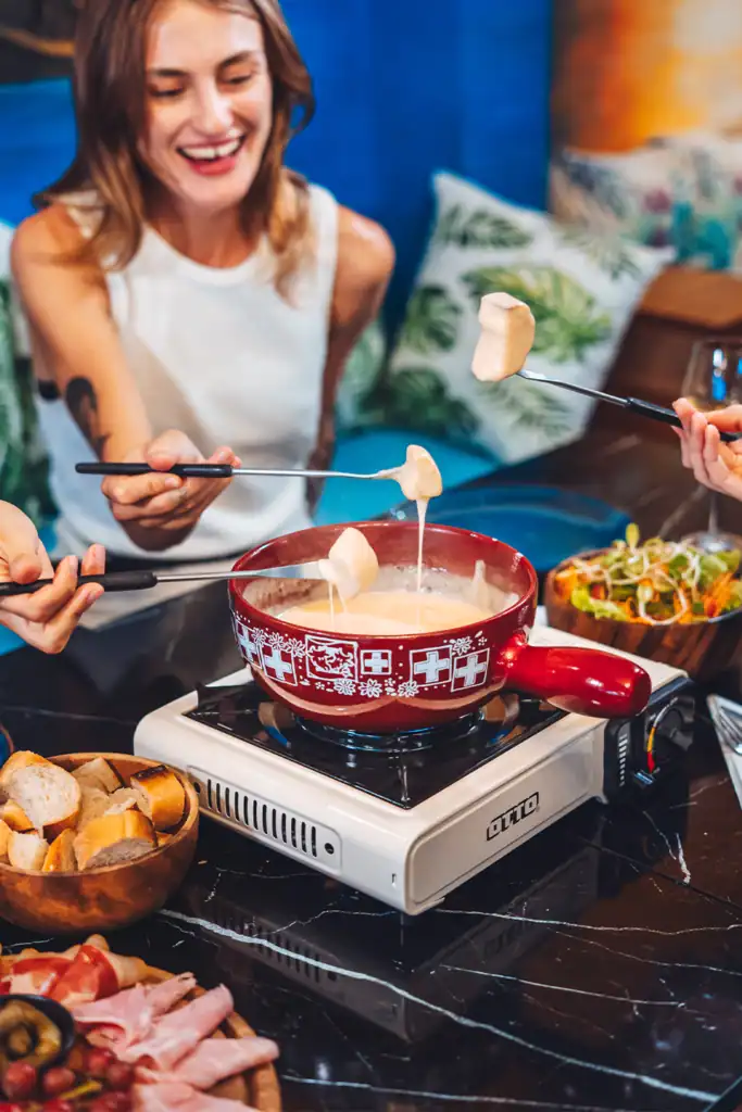 Fondue | Cheese | Premium Cheese | Salad | Salty | Cold Cut | Share Food | Melted | Delicious | Fresh | Tasty | Croissant & Ko | Koh Phangan